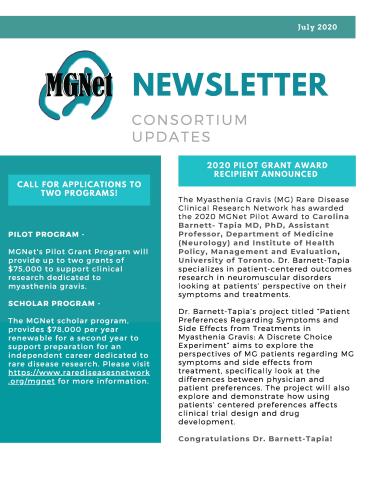 The first page of the July 2020 MGNet newsletter