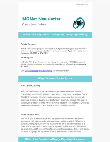 The first page of the MGNet November 2020 newsletter