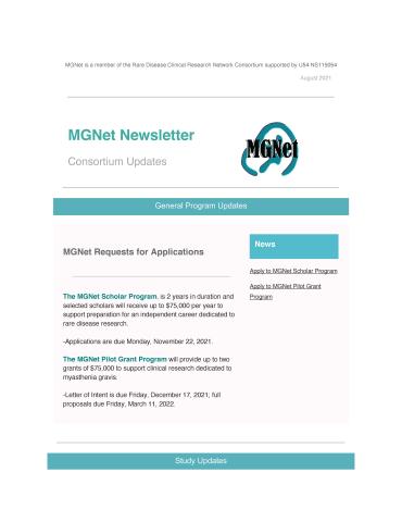 The first page of the MGNet August 2021 newsletter