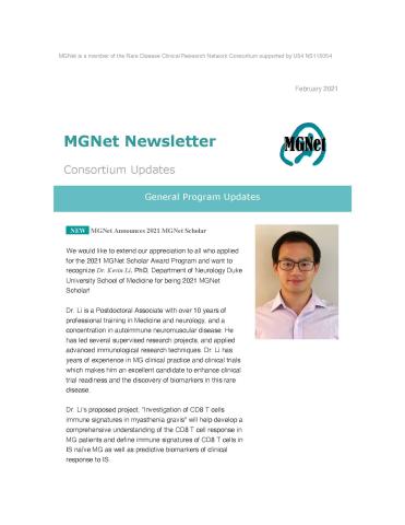 The first page of the MGNet February 2021 newsletter