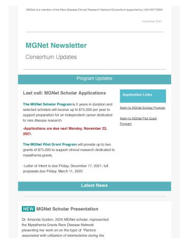 The first page of the MGNet November 2021 newsletter