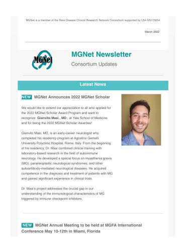 The first page of the MGNet March 2022 newsletter