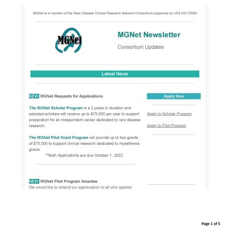 The first page of the MGNet Summer 2022 newsletter