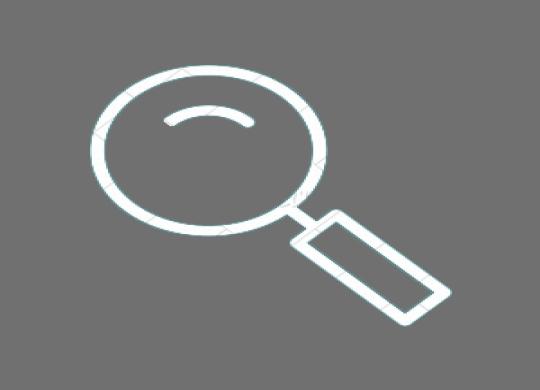 A white magnifying glass on a gray background