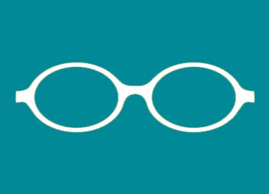 White eyeglasses on a teal background